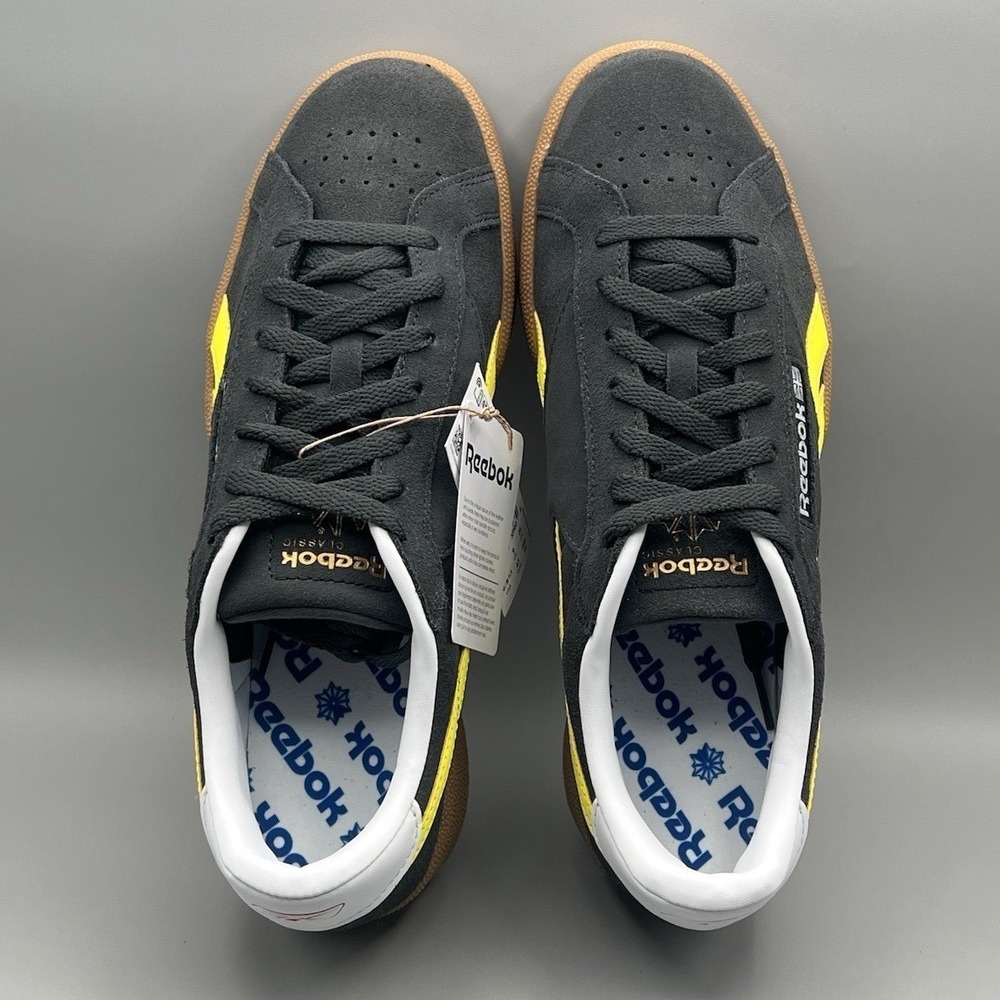 Reebok Classic Club C Grounds UK Gray Yellow Suede Retro - Men's Size 10 NEW - Picture 6 of 8